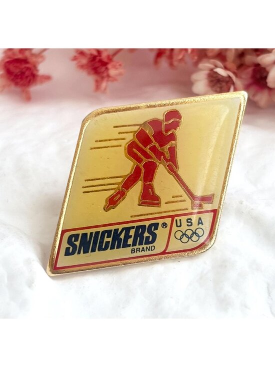 Other - 1991 Snickers Brand USA Olympic Hockey Souvenir Vintage Gold Toned Lapel Pin
